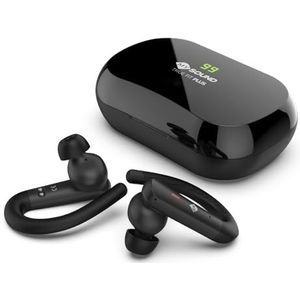 Meliconi Mysound True Fit Plus True Wireless Bluetooth 5.3 hoofdtelefoon, zwart, voor sport, touch-bediening, oplaadbox met led, 32-uurs batterij