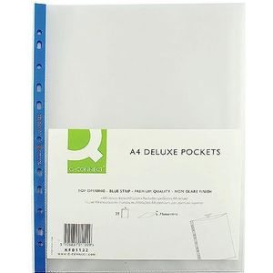 Q Connect A4 Punched Pocket Deluxe Top Opening Strip - Blauw (Pack van 25)