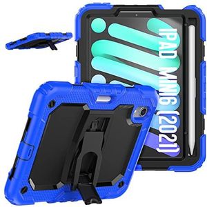 Beschermhoes voor iPad Mini 6e generatie 2021 (6e generatie, 8,3 inch), schokbestendig, robuust, 3-laagse structuur met geïntegreerde standaard, beschermhoes voor iPad Mini 6