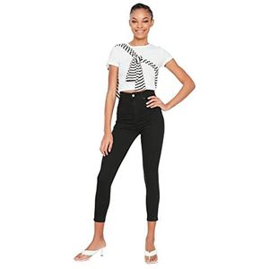 Trendyol Jeans met hoge taille en hoge taille voor dames, Blanco Y Gris, 34 NL