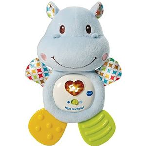 VTech - Hippo 3480-502522 Nijlpaard bijtring met muziek en rammelaar helpt je baby met schattige zinnen, liedjes en melodieën,rode roos