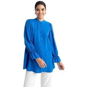 DeFacto Hemdblouse met lange mouwen voor dames, hemd met knopen voor vrijetijdskleding, royal, XL