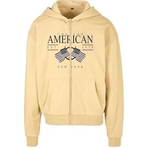 American College capuchontrui met ritssluiting, beige, heren, maat M, model AC11, 100% katoen, Beige, M