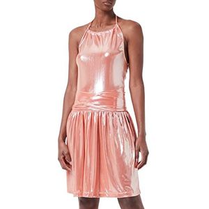 Love Moschino Dames Silver Coated Stretch Jersey met Belted Taille Jurk, perzik, 38 NL