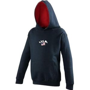 Supportershop sweatshirt met capuchon USA kinderen marineblauw 7 – 8 jaar unisex, FR: M (fabrieksmaat