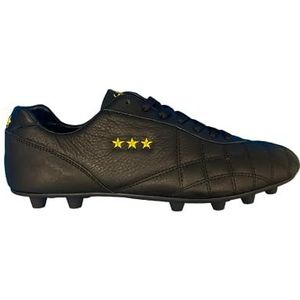 Gouden pantoffels Del Duca Kalb, korte tong, leren voetbalschoenen voor heren, Zwart L C Ric Gold zool PU zwart, 43 EU