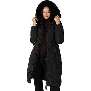 Lovedrobe Dames winterjas dames jas gewatteerde gewatteerde imitatiebont capuchon riem Puffa rits voorzakken puffer bovenkleding, zwart, 16, Zwart, 42 grote maten