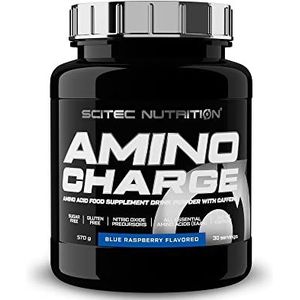 Scitec Nutrition Amino Charge, Gearomatiseerd drankpoeder met aminozuren, cafeÃ¯ne en zoetstoffen, suikervrij en glutenvrij, 570 g, Blauwe framboos