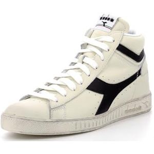 Diadora uniseks-volwassene GAME L HIGH WAXED Hoge sneakers, Wit Zwart, 40.5 EU