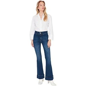 Trendyol Vrouwen Hoge Taille Flare Been Culotte Jeans, Blauw, 68
