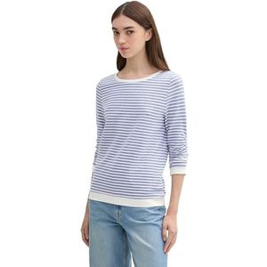 TOM TAILOR Denim Sweatshirt voor dames, 36117 - Mid Blue Structured Stripe, L