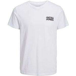 Bestseller A/S Heren JJECORP Logo Tee SS O-Hals NOOS T-Shirt, White/Fit: Slim/Small Print/Black, S, wit/pasvorm: slim/small print/zwart, S