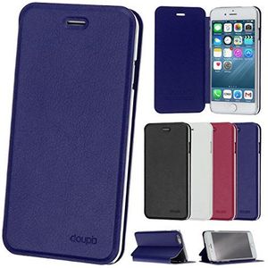doupi flipcover voor iPhone 6 Plus / 6S Plus (5,5 inch), flipcover deluxe magneet beschermhoes book style staander flip case, blauw