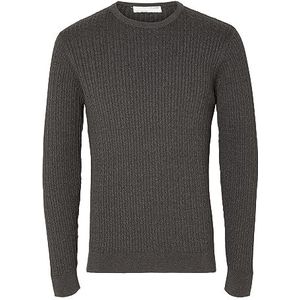 SELETED HOMME SLHBERG Cable Crew Neck NOOS, Antraciet/Detail: melange, XXL