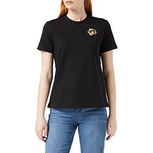 Ted Baker Dames WMB-RENAKO-T-shirt met bloem op borst T-shirt, zwart, 1 (UK 8)