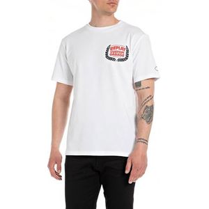 Replay T-shirt voor heren, korte mouwen, regular fit, 001, wit, XL