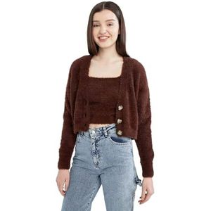 DeFacto Dames Cardigan Sweater, bruin, XXS