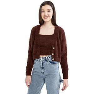 DeFacto Dames Cardigan Sweater, bruin, XXS