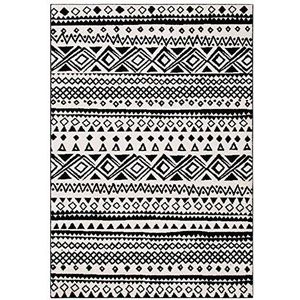 Safavieh Tribal geïnspireerd tapijt voor woonkamer, eetkamer, slaapkamer - Mercer Collection, laagpolig, in ivoor en houtskool, 61 x 91 cm