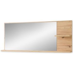 Stella Trading BARI Wandspiegel in Artisan eikenlook, FSC-gecertificeerd, praktische spiegel met plank voor hal en garderobe, 148 x 60 x 17 cm (b x h x d)