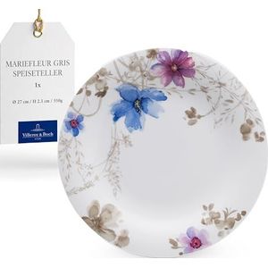 Villeroy & Boch Mariefleur Gris Basic platte borden, 27 cm, premium porselein, wit/kleurrijk
