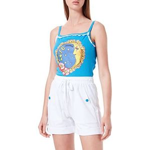 Love Moschino Womens Multicolor Snap Buttons and Logo Casual Broek, Optical White, 40