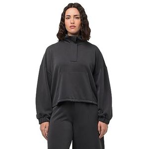 Ulla Popken Sweatshirt met opstaande kraag en verborgen ritssluiting voor dames, asfalt grijs, 58-60 grote maten