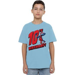 Spiderman Verjaardag 10 Unisex Kids T-shirt, lichtblauw, 3-4 jaar, Lichtblauw, 3-4 jaar