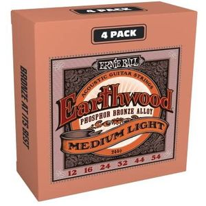 Ernie Ball Earthwood Medium Light Phosphor Bronze snaren voor akoestische gitaar, set van 4 stuks - 12-54 gauge