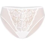 Damesslips - Wit - Teyli - Slips - Van Nette Stof Met Kant En Bloemenpatroon