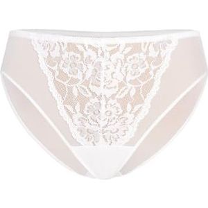 Damesslips - Wit - Teyli - Slips - Van Nette Stof Met Kant En Bloemenpatroon