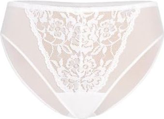 Damesslips - Wit - Teyli - Slips - Van Nette Stof Met Kant En Bloemenpatroon