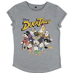 Disney Classics Dames DuckTales Group Organic Rold Sleeve T-Shirt, Melange Grey, S, grijs (melange grey), S