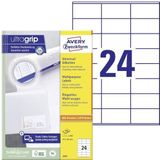 Avery Zweckform 3475 Adresstickers (2.400 Zelfklevende Etiketten, 70 x 36 mm Op A4, Papier Mat, Bedrukbare Afzenderetiketten, Zelfklevende Adreslabels Met Ultragrip) 100 Vellen, Wit