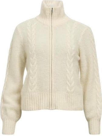Object - Nete - Gebreid Vest - Zwart - Hoge Hals, Ritssluiting, Losse Pasvorm, 32% Wol, 32% Mohair