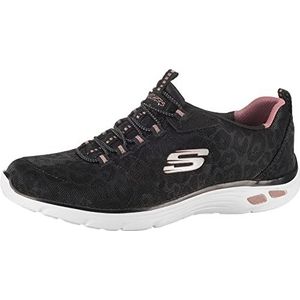 Skechers Empire D'lux-Spotted Sneakers voor dames, Zwarte Mesh Rose Gouden Trim, 38.5 EU