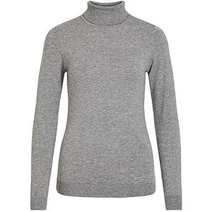 Object Gebreide trui voor dames, opstaande kraag, Medium grijs (grey melange), XS