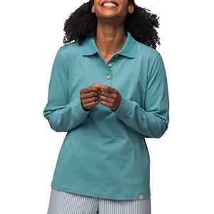 greenjama Dames shirt met lange mouwen met polokraag, GOTS-gecertificeerde pyjama-top, Topaz, 44