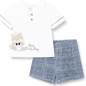 Chicco Set bestaande uit poloshirt en korte broek, Wit en blauw, 0 Maanden