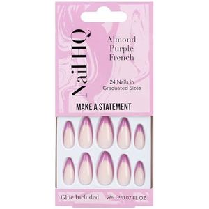 Nail HQ - Almond Purple French - Kunstnagels - 24 st - Veganistisch