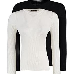 Trendyol Dames Ecru Dual Package Knitwear Sweater, Zwart en Wit, XS