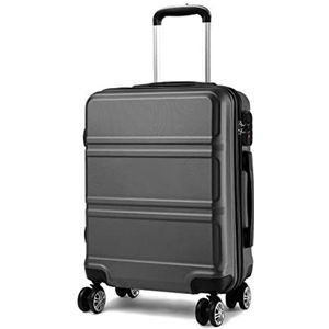 Kono Fashion handbagage, lichtgewicht ABS trolley met harde wand, reiskoffer, Grijs, 28