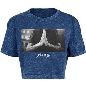 Mister Tee Dames T-shirt Ladies Pray Tee, kort T-shirt met print op de voorkant voor vrouwen, katoen, maten XS - XL, Indigo White, S