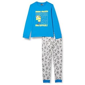CERDÁ LIFE'S LITTLE MOMENTS Pyjama Familier Winterspel Minions 100% katoen met T-shirt en broek, officiële universele studioset, pyjama-set, blauw, 10 jaar jongens, Blauw, 10 Jaar