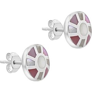 Tuscany Silver oorstekers, sterling zilver, roze en witte parelmoer Voor Dames