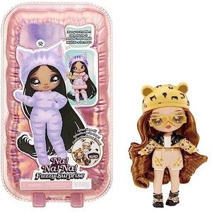 Na Na Na Fuzzy Surprise Series 1 - JENNEL JAGUAR - 18 cm Poseerbare Modepop - Jaguar-geïnspireerd met Gevlekt Lichaam, Muts, Bril, Outfit en Schoenen - Speelgoed voor Kinderen vanaf 4 Jaar