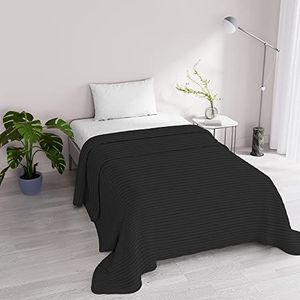 Italian Bed Linen Satijn Zomer Quilt, Polyester, Zwart, 170x250cm