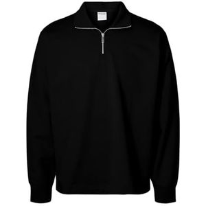 SELECTED MEN Slhrelaxluke Ls Half Zip Sweat, zwart, S