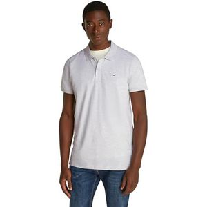Tommy Jeans TJM Slim Placket Polo EXT DM0DM18312 S/S Polo, Grijs (Zilvergrijs HTR), L, Grijs (Zilver Grijs Htr), L