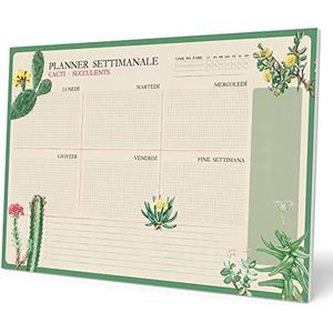 Grupo Erik A3 Weekplanner Botanical Cacti - Bureauplanner met 54 afscheurbare vellen - Tafelkalender - Italiaans
